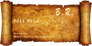 Béli Rita névjegykártya
